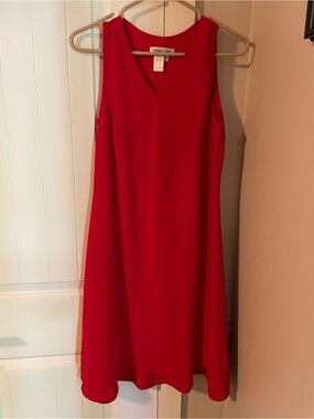 Coldwater Creek Red Sleeveless V-Neck Dress